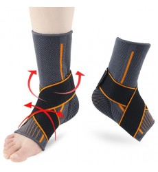 Регулируемый фиксатор голеностопа средней жесткости, черный, размер L.